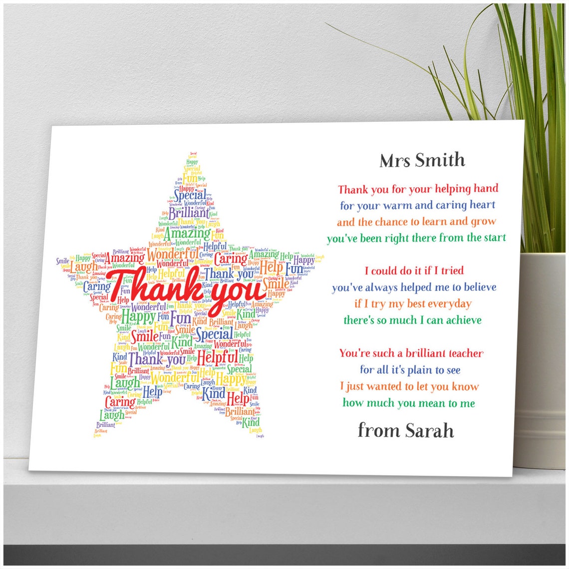 Star Teacher Gifts Personalised Poem Gifts for Teacher | Etsy UK