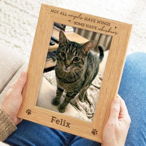 Cat Memorial Photo Frame | Personalised Engraved Wood Picture Frame Gift