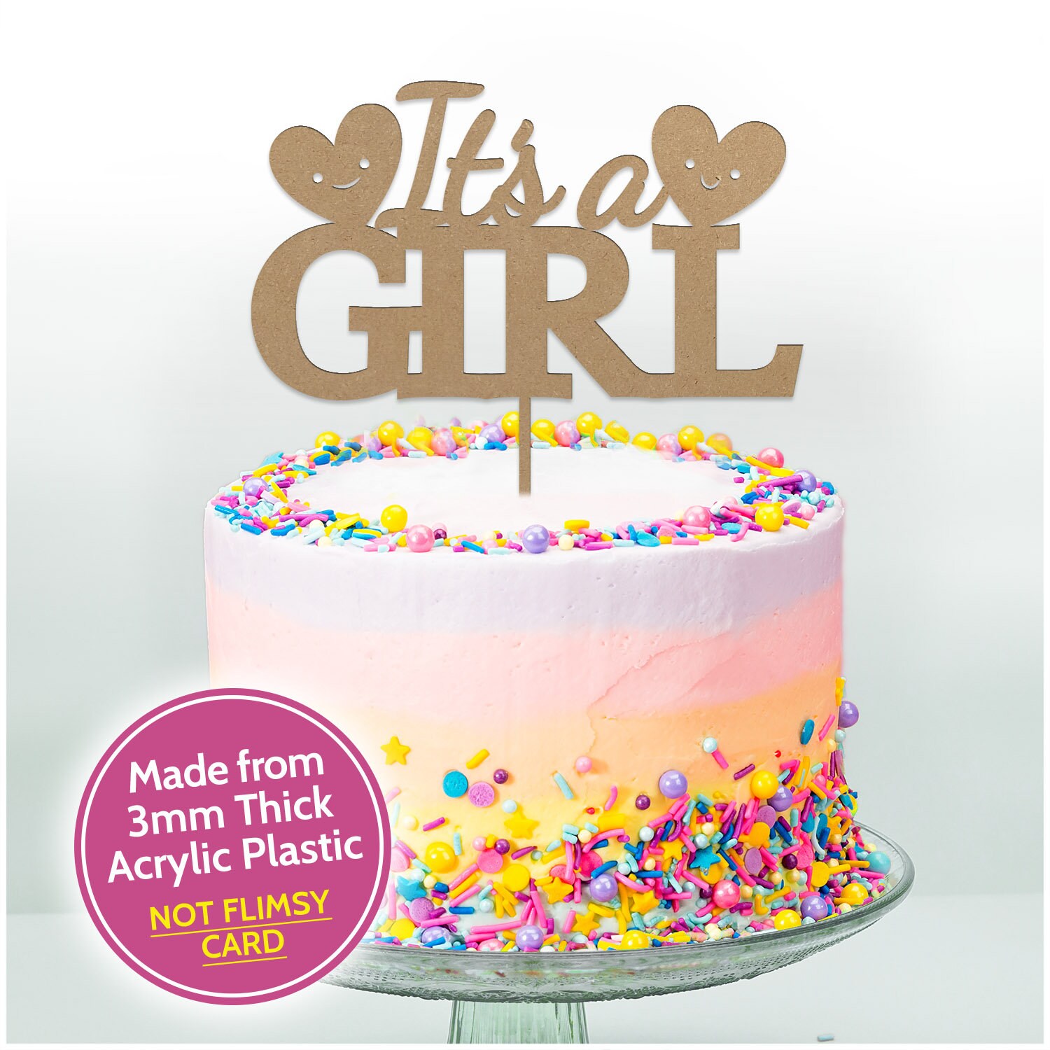 Glitter Pink It's A Girl Cake Topper Baby Shower Cake Etsy Canada