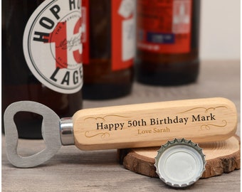 Custom 50th Birthday Beer Bottle Opener Gifts - 18th 21st 30th 40th Gifts for Men, Him - Personalised Dad, Grandad, Son, Uncle Birthday Gift