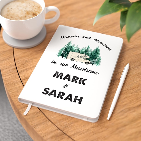 Motorhome Gifts, Personalised A5 White Journal Notebook
