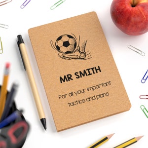 Personalised Notebook, Football Coach Gift, Sports Coach, Small Gift For Him, Gift Under 10, Gift From Football Team, Secret Santa Football