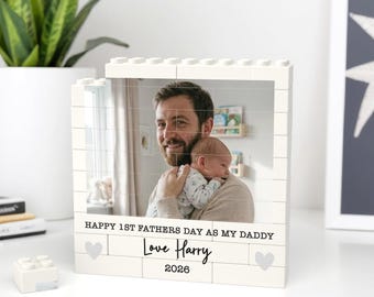 Personalised First Fathers Day Photo Gift; Building Block Present