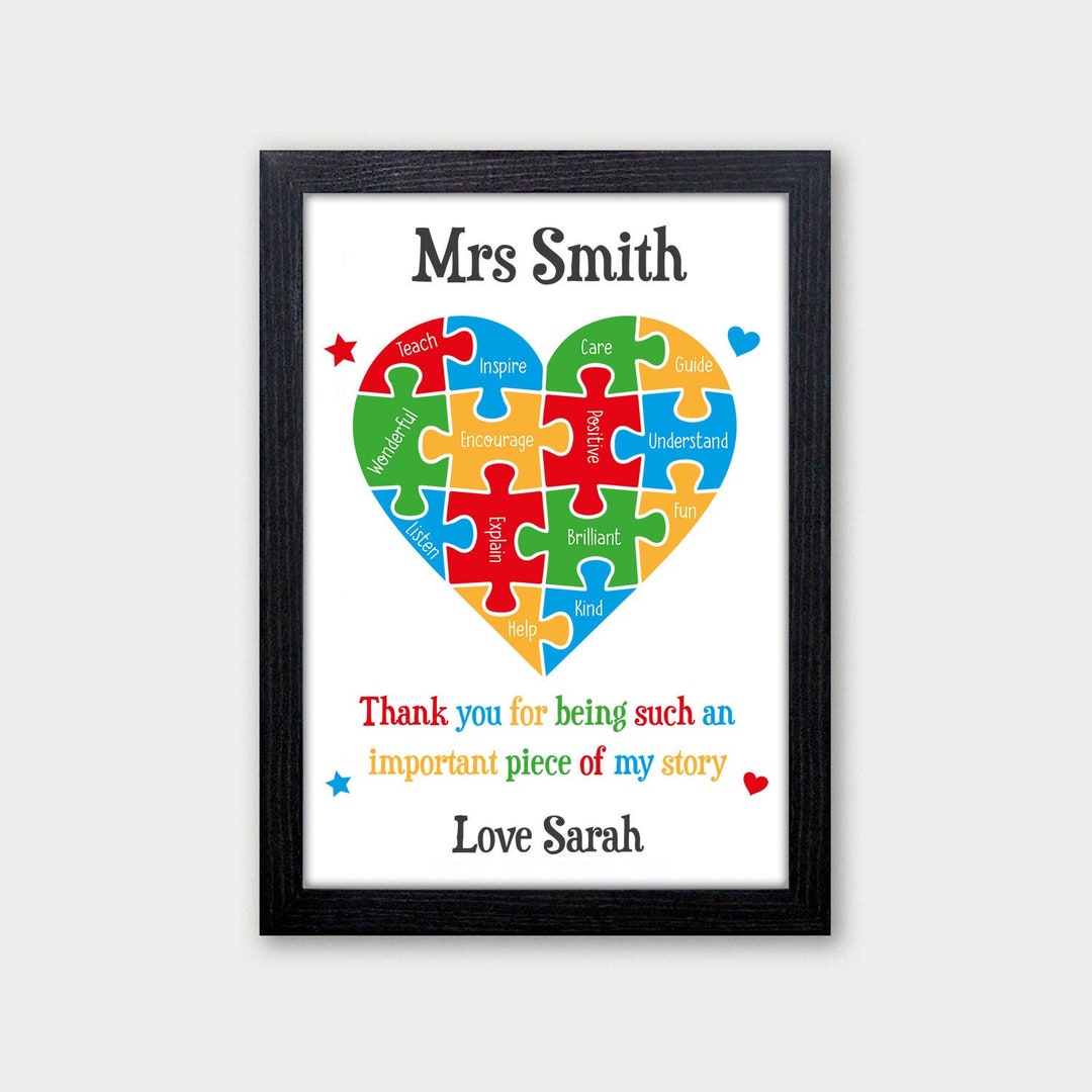 Personalised Puzzle Piece Teacher Gifts, Teacher Thank You, School End
