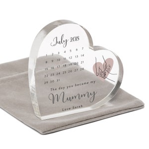 Personalised Day You Became My Mummy Date Heart from Daughter Son, Mother's Day, Birthday, New Mummy Gift, First Mothers Day, With Grey Bag image 6