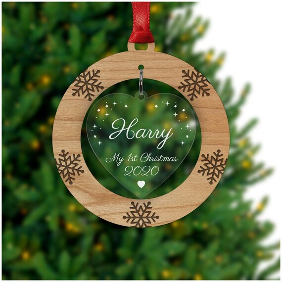 baby's 1st christmas decoration personalised