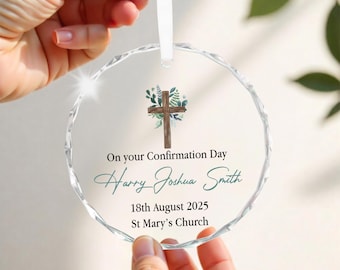 Personalised Confirmation Gifts For Boys Men, Confirmation Gifts For Girls Women, Confirmation Present, Crystal Ornament, With Gift Bag