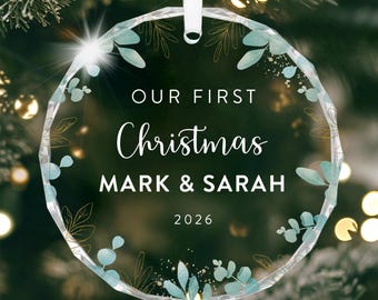 First Christmas Together Couples Ornament; Personalised Boyfriend Girlfriend 2026 Bauble With Gift Bag