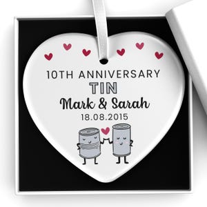 Personalised 10th Anniversary Gift | Tin Wedding Anniversary | 10 Years Together | 10 Year Anniversary | 10 Years Married | With Gift Bag Bild 7