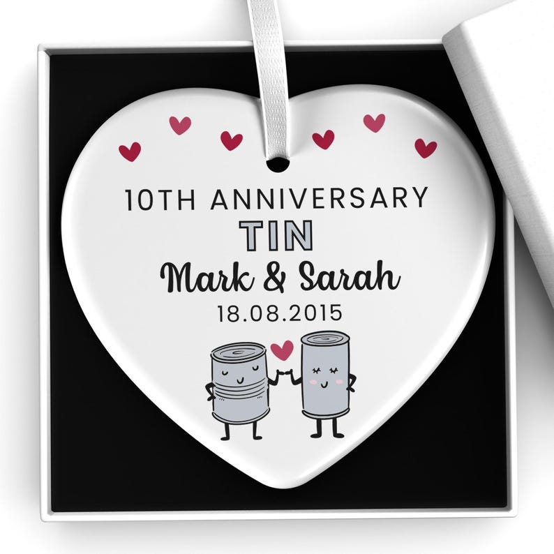 Personalised 10th Anniversary Gift | Tin Wedding Anniversary | 10 Years Together | 10 Year Anniversary | 10 Years Married | With Gift Bag Bild 7
