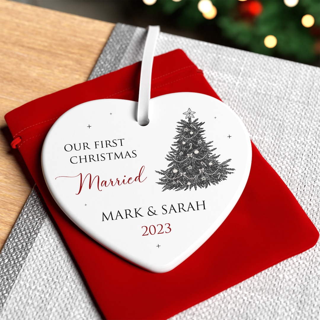 First Christmas as Mr & Mrs Decoration, Personalised 1st Christmas