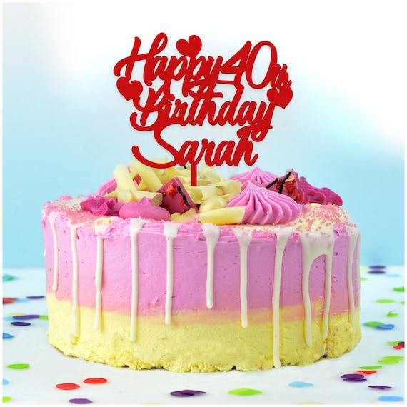 Topper de pastel de nombre personalizado. Topper de pastel de número  personalizado. Adorno para tarta de cumpleaños número 20. Topper de pastel  de cualquier edad. Topper de pastel de cumpleaños. -  España