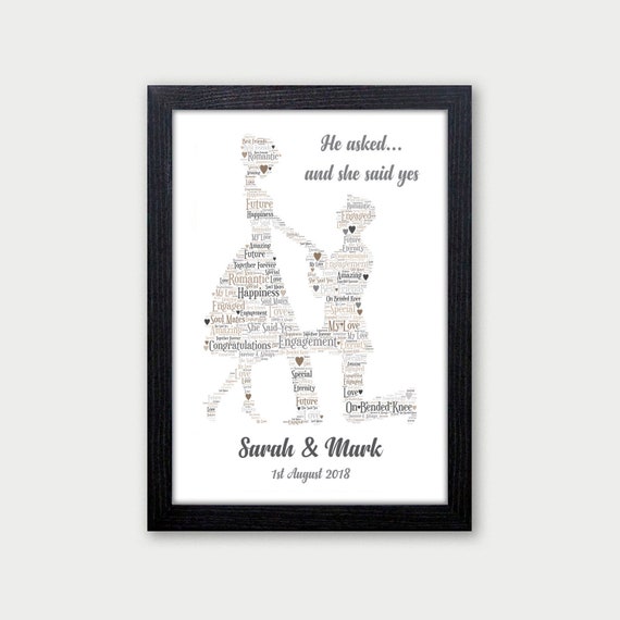 He Asked She Said Yes Engagement Gift Personalised Engagement Gifts for  Couples, Fiance, Best Friend Engagement Congratulations Keepsake 