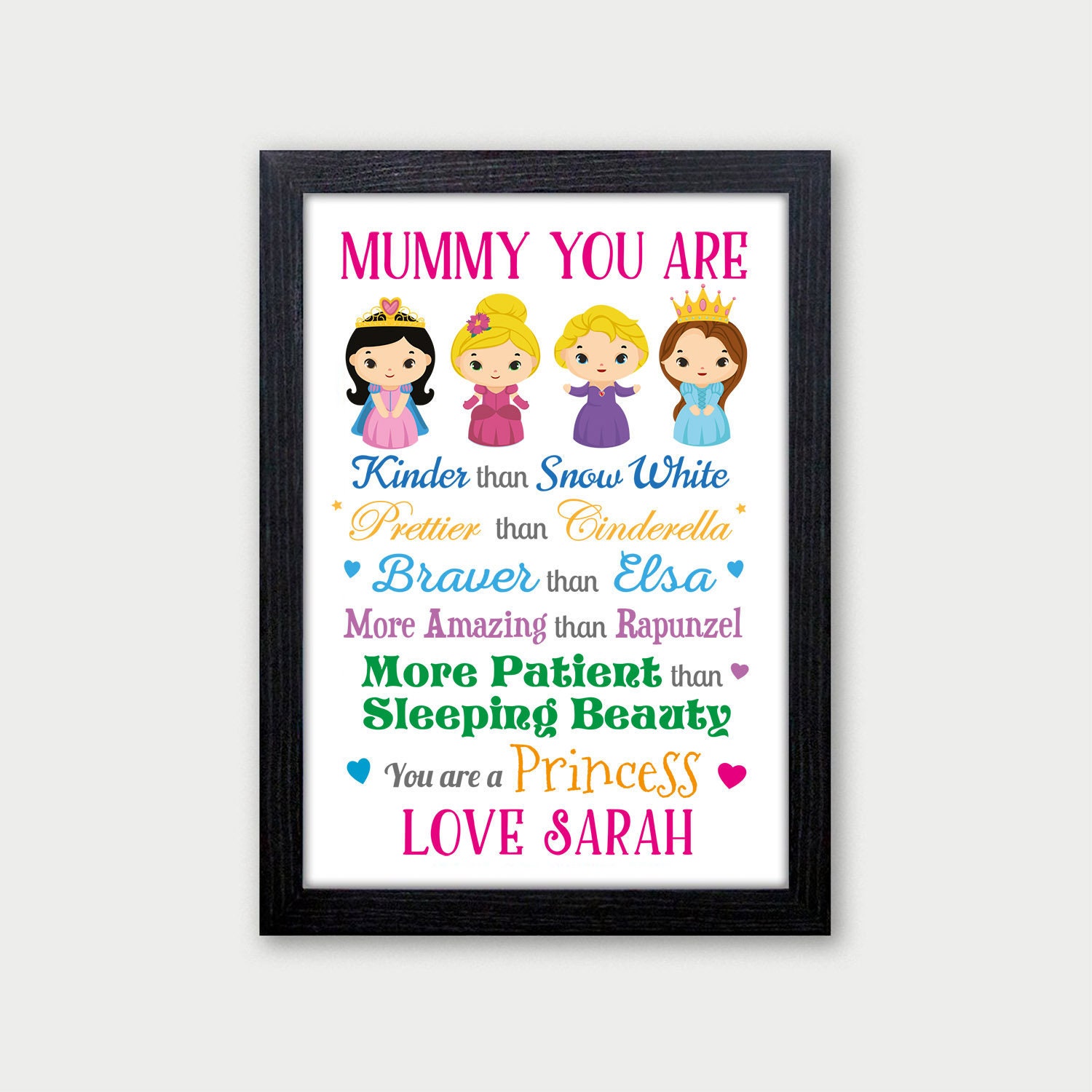Mummy Princess Gifts - Personalised Mothers Day Gifts for Mum, Nanny, Nanna - Mummy Birthday - Mummy Christmas - Princess Gifts for Mummy
