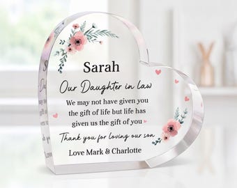 Personalised Daughter In Law Wedding Gift | From Parents Of The Groom Keepsake With Grey Bag