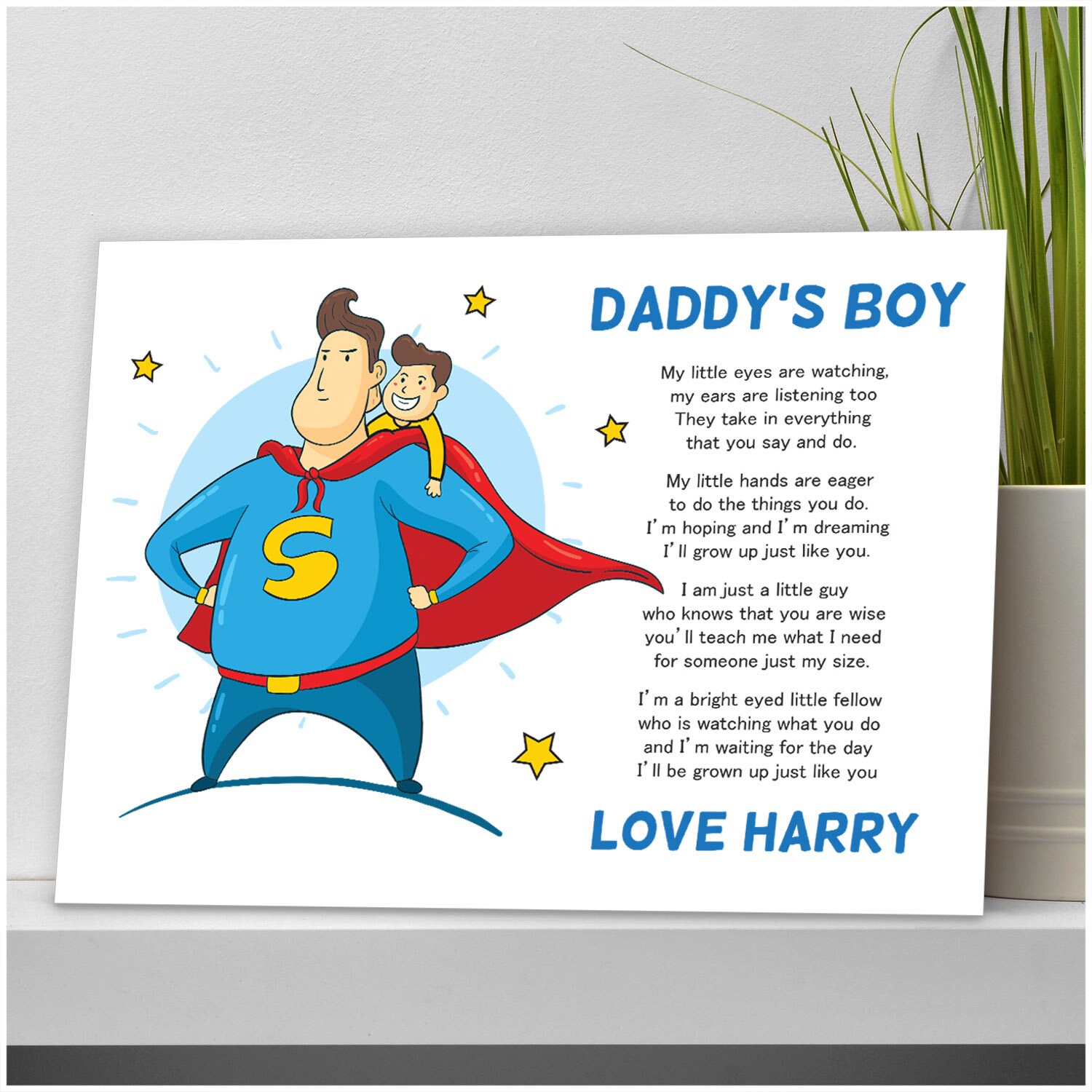 Daddy Hero Gifts From Son Personalised Daddy Gifts From Boy Etsy