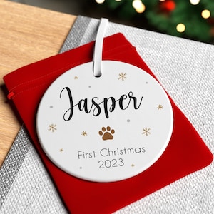 Dogs First Christmas Bauble, Personalised Dog 1st Xmas Tree Decoration, Puppy's First Christmas Ornament, New Dog, Puppy Gift