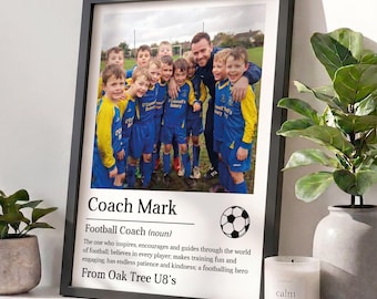 Football Coach Gifts | Personalised Photo Print and Wooden Frame