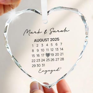 Engagement Gift For Couples 2025 – Crystal Ornament 'Engaged 2025-1', Keepsake For Her & Him