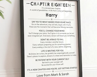 18th Birthday Gifts For Him, Boys | Personalised Chapter Eighteen Advice Print Present