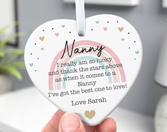 Nanny Gifts, Gift For Nanny Nanna Nan Granny, Mothers Day Gift For Nanny, Gift For Grandparents, New Nanny Gift, Ceramic Heart With Gift Bag