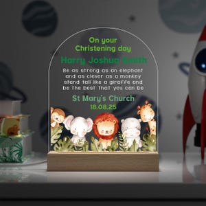 Personalised Christening Gifts For Boys, Jungle Nursery Night Light image 8