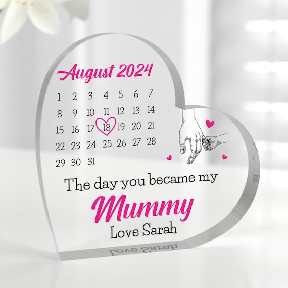Personalised Day You Became My Mummy Date from Daughter Son, First Time Mum, Mummy Gifts, Gifts For Mummy, Mothers Day Gift, With Grey Bag