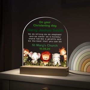 Personalised Christening Gifts For Boys, Jungle Nursery Night Light image 7