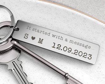 It Started With A Message Keyring, Relationship Gift, First Date Gift, Special Date Gift, Personalised Keyring, Online Relationship, Initial