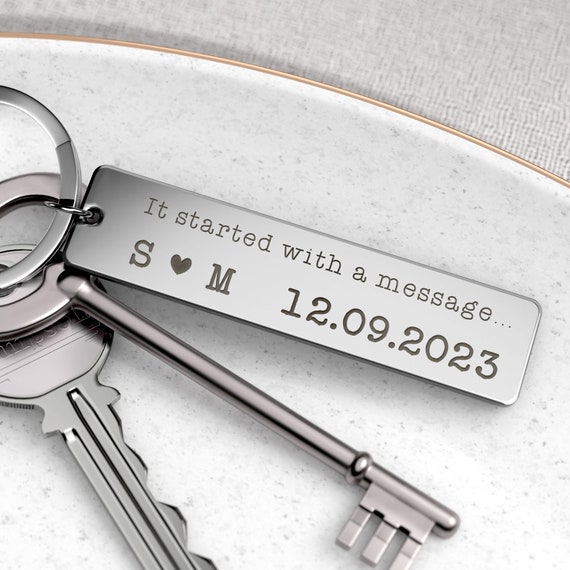 It Started With A Message Keyring, Relationship Gift, First Date Gift, Special Date Gift, Personalised Keyring, Online Relationship, Initial