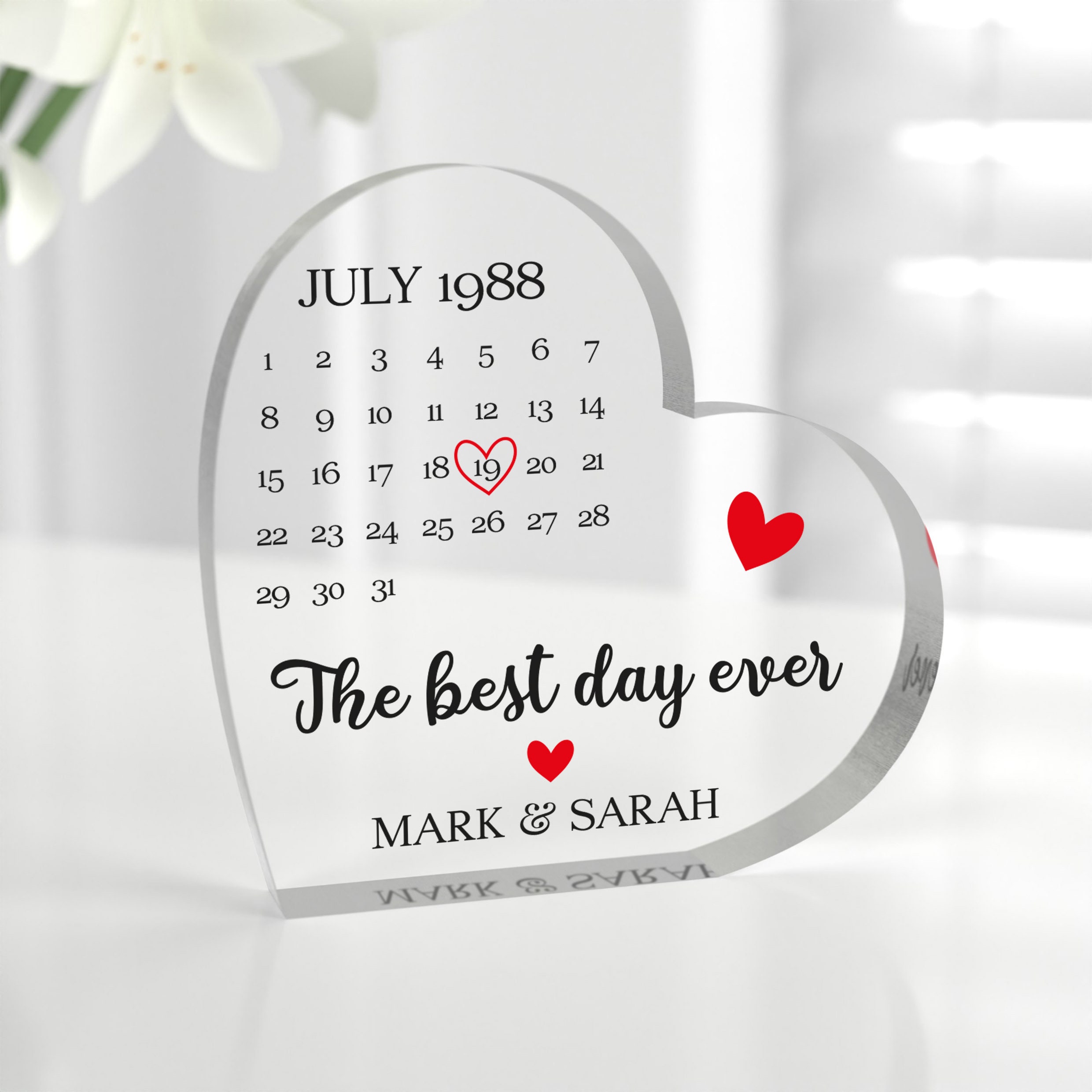 Engagement Wedding Date Gifts for Him Her, Personalised Anniversary Date  Gift for Husband Wife, Gifts From Wife, Acrylic Heart With Grey Bag - Etsy