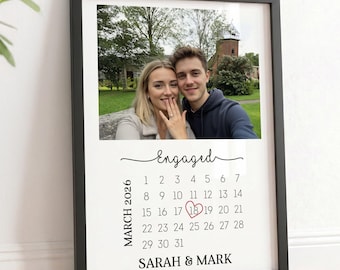 Engagement Gifts For Couple | Personalised Photo Print and Wooden Frame
