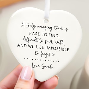 Work Team Farewell Gifts, Personalised Colleagues Appreciation Ceramic Ornament With Gift Bag