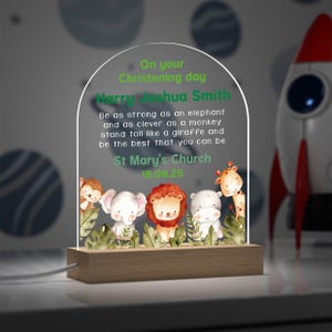 Personalised Christening Gifts For Boys, Jungle Nursery Night Light image 6