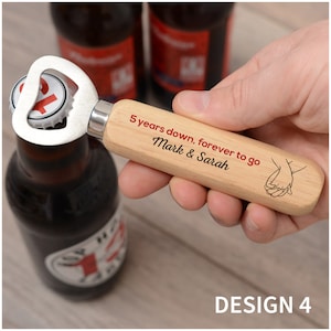 5th Wedding Anniversary Gifts for Husband Him 5 Years Wood You Believe It PERSONALISED Wood Anniversary Bottle Opener Gifts from Wife image 5