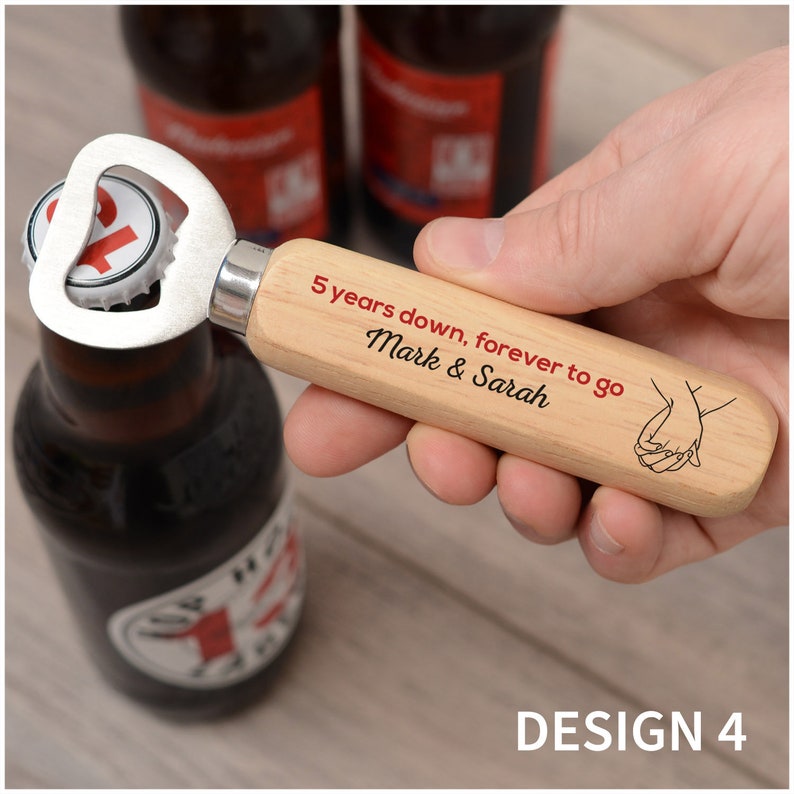 5th Wedding Anniversary Gifts for Husband Him 5 Years Wood You Believe It PERSONALISED Wood Anniversary Bottle Opener Gifts from Wife Design 4