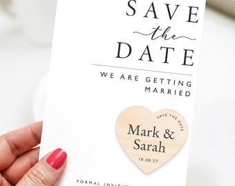 Save The Date Cards Magnets, Minimal Black and White Wedding Save The Dates