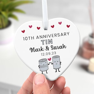 Personalised 10th Anniversary Gift | Tin Wedding Anniversary | 10 Years Together | 10 Year Anniversary | 10 Years Married | With Gift Bag Bild 1