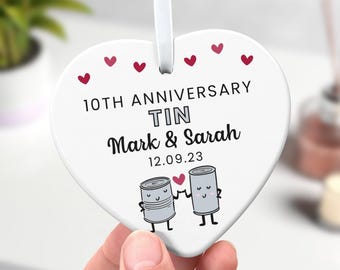 Personalised 10th Anniversary Gift | Tin Wedding Anniversary | 10 Years Together | 10 Year Anniversary | 10 Years Married | With Gift Bag