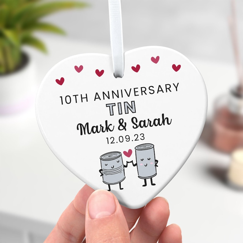 Personalised 10th Anniversary Gift | Tin Wedding Anniversary | 10 Years Together | 10 Year Anniversary | 10 Years Married | With Gift Bag Bild 1