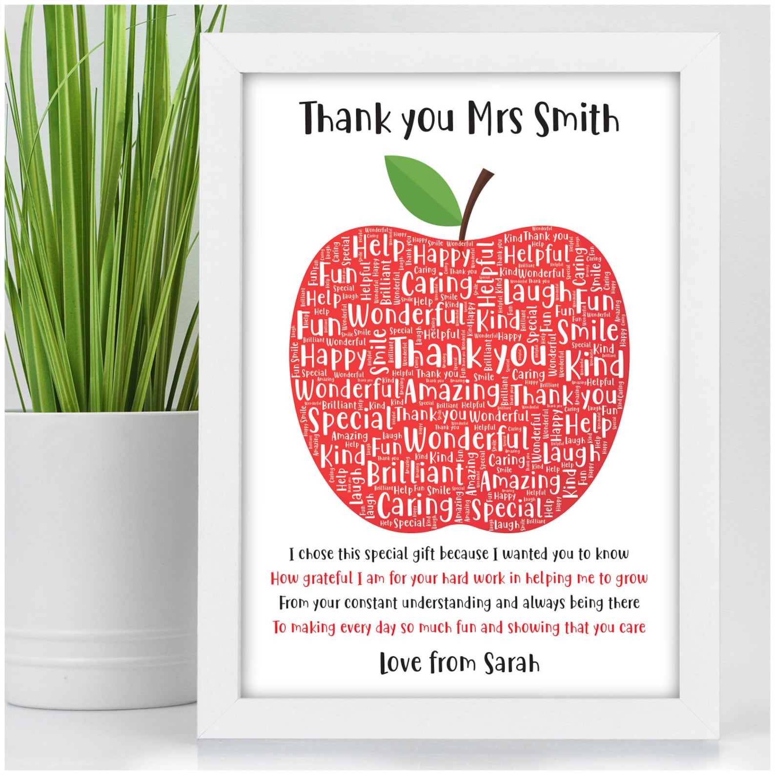 Teacher Gifts Personalised Teacher Apple Poem Best Teacher Etsy UK