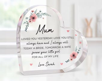 Personalised Mother of the Bride Gift | Mum Wedding Thank You Ornament With Grey Bag