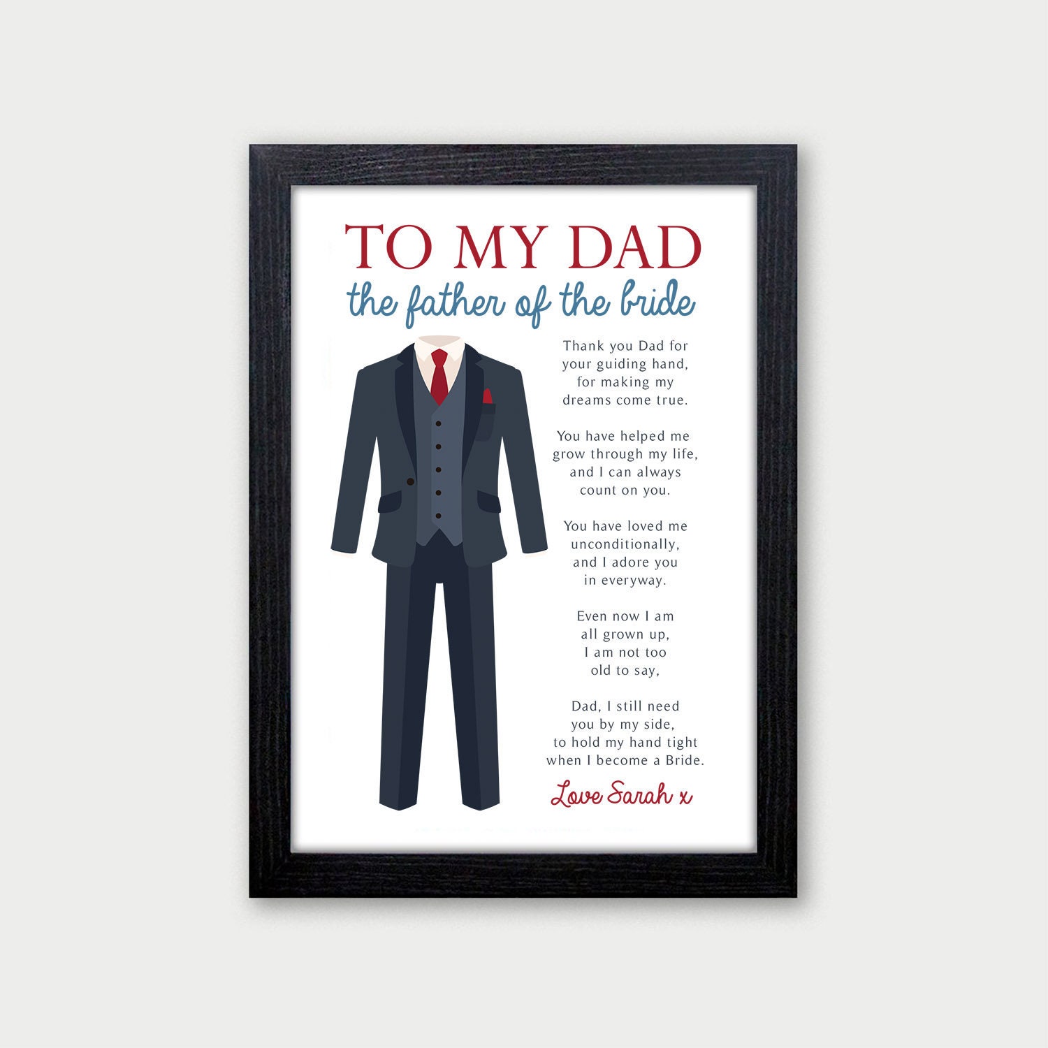 Father Of The Bride Poem A5 Photo Wedding Day Thank You Gift 