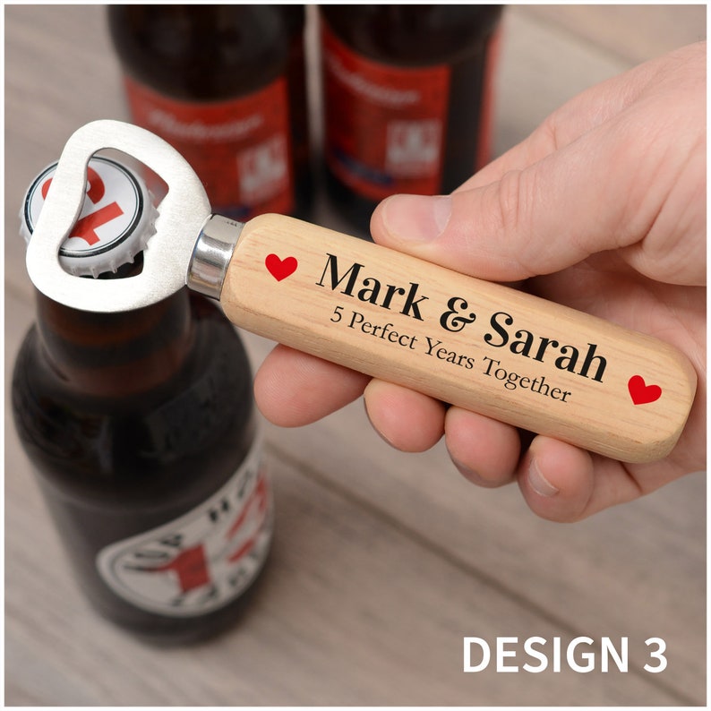 5th Wedding Anniversary Gifts for Husband Him 5 Years Wood You Believe It PERSONALISED Wood Anniversary Bottle Opener Gifts from Wife image 4