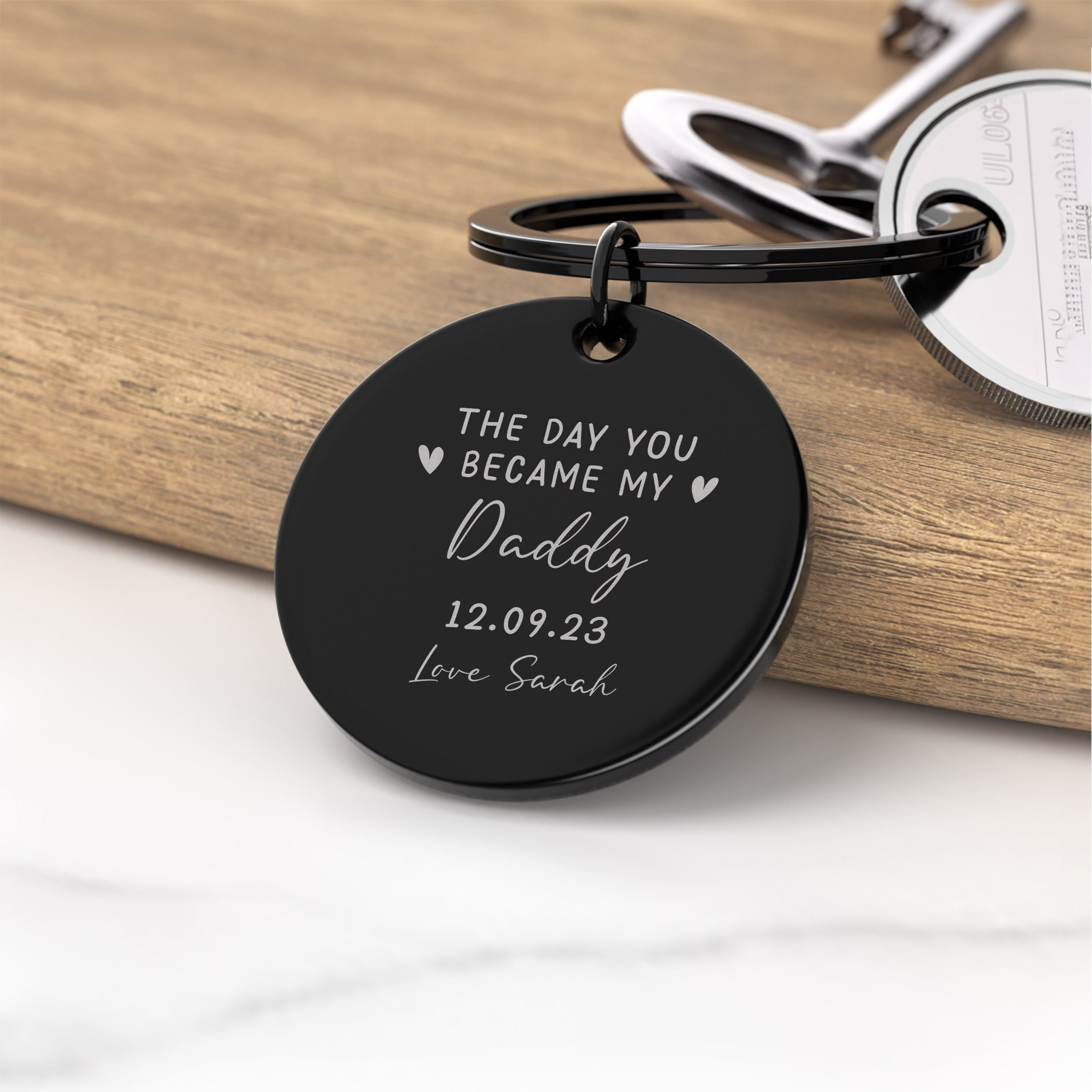 Day You Became My Daddy Keyring, Personalised Daddy Keyring, Father's Day Gift, Daddy Grandad Uncle Gifts, Daddy Birthday, Daddy From Baby