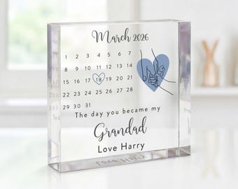 Personalised Grandad Fathers Day Gifts, New Grandad Ornament With Grey Bag