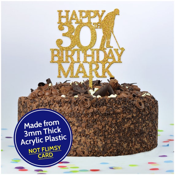 Home Garden Decorations Cake Toppers Cake Toppers Personalised Male Golfer Happy Birthday Gloss Acrylic Cake Topper Any Name