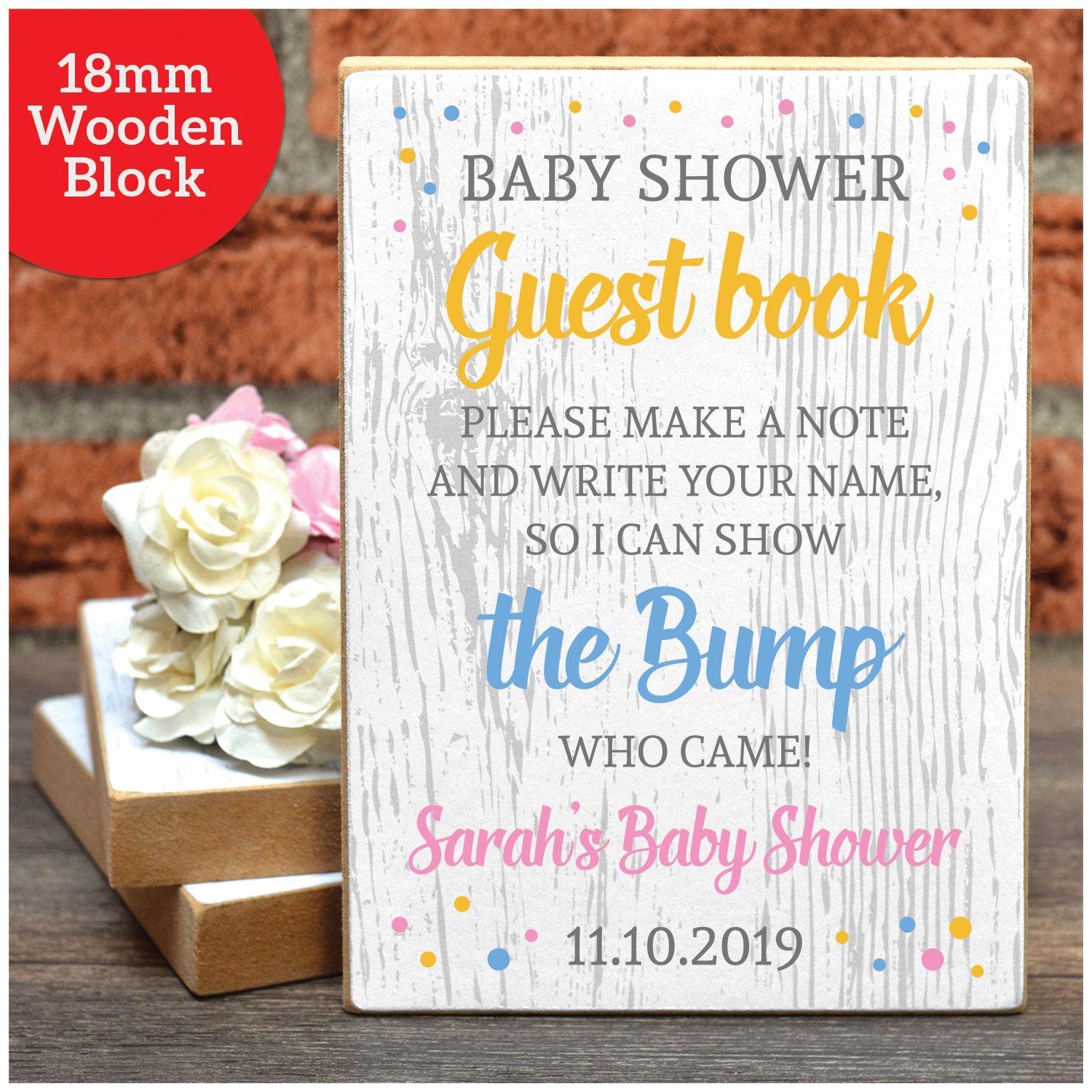 Baby Shower Guest Book Sign Personalised Baby Shower Guest Etsy