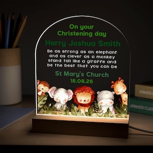 Personalised Christening Gifts For Boys, Jungle Nursery Night Light image 5