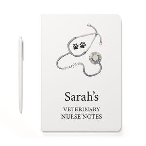 Vet Nurse Notebook And Pen, Vet Nurse Notes, Student Vet Nurse, Veterinary Nurse Graduation, A5 White Lined Hardback Notebook And Pen image 2